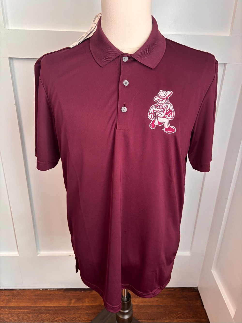 Texas A&M Men's Medium Maroon ADIDAS Polo Golf Shirt with Ol’ Sarge Embroidered